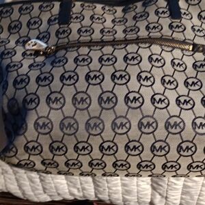 Michael Kors Navy and Cream Monogram Handbag